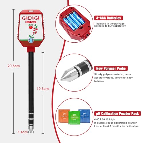 Soil Moisture Meter with App Control Digital Soil Test Kit for Plants pH Sunlight Intensity Fertility Low Price Soil pH Meter Thermometer Humidity Tester for Garden Lawn Farming