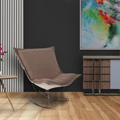 Howard Elliott Collection Scroll Puff Cushion – Luxury Removable Boucle Polyester Cushion, Hand Finished, Indoor Use, Fits Scroll Chair, Rocker & Ottoman, 19.3H x 15.7W x 2.8D in, Chocolate & Natural - color: Brown, size: 7"D x 40"W x 49"H