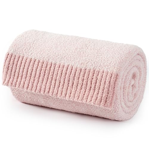 Carriediosa Heather Throw Blanket 60x80, 400GSM Ultra Soft Microfiber | Dusty Pink, Fuzzy Fluffy Cozy Plush Knit Knitted Throws, Lightweight Cute Preppy Fall Blankets for Couch, Bed - color: Heather - Dusty Pink, size: 60" X 80"