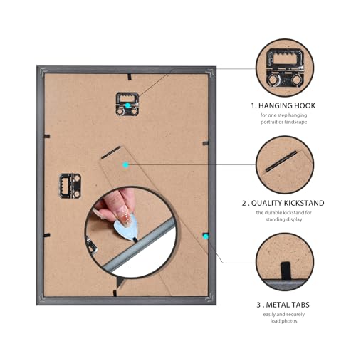 A4 Picture Frame Set of 6, Display Pictures 6x8 with Mat or 8.3x11.7 Without Mat, Document 8.3 x 11.7 Frame, Poster Frames, Black - color: Black, size: 8.3x11.7