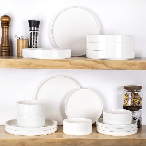 LERATIO Large Pasta Bowls,38oz Ceramic Pasta Bowls,9.25" Reactive Glaze Pasta Bowl Set of 4,Microwave & Dishwasher,Oven Safe,Wide Serving Bowls for Salad,Pasta,Fruit,Scratch Resistan -White - color: White, size: Set of 4