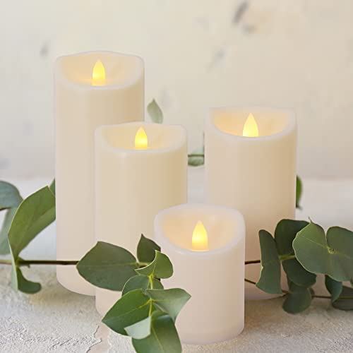 Outdoor Waterproof Flameless Candles with Remote and Timers, 1000 Hours Long Battery Operated LED Pillar Candles, Electric Fake Candles, Ivory Plastic, D3 X H7, 1 Pack - color: 1 Pack-D3"x H7"