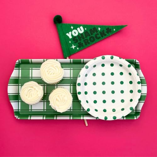 Green Plaid Melamine Serving Tray with Handles Festive All-Season Platter | By Sprinkles & Confetti Easter Summer Birthdays Outdoor Indoor BPA-Free Shatter-Resistant Lightweight Food Entertaining - color: Green Plaid