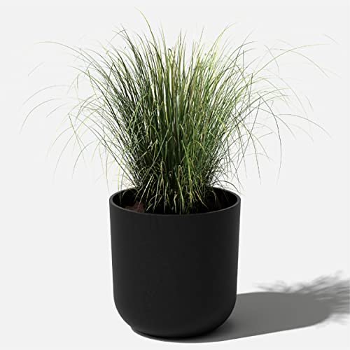 Veradek Round Black Plastic Planter Pots for Indoor/Outdoor Garden Use, with Drainage Holes, Suitable for Small to Large Succulent Plants, Flowers, Modern Interior Plants | Made From a Durable Plastic-Stone Composite With Pre-Drilled Drainage Holes. Moder