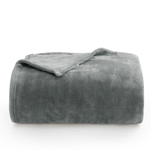 Elegant Throw Blanket for Couch & Sofa, All-Season Lightweight Fleece Blanket, Luxury Soft Cozy Fuzzy Throw for Her Him, Grey, 50 x 56 Inches