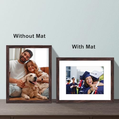 8.5x11 Picture Frame Set of 6, Certificate Document Frame, Diploma Frame, Display Pictures 6x8 with Mat or 8.5x11 Without Mat, Brown - color: Brown, size: 8.5x11