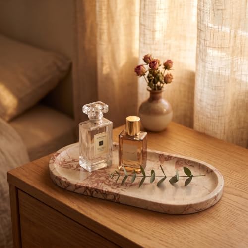YKAJO Calacatta Viola Pink Oval Marble Tray, 11.8x5.9 Perfume Organizer | Honed natural stone; jewelry & trinket dish, ring & key holder, soap & candle catchall; bath counter, dresser, coffee table - color: Calacatta Viola Pink, size: 11.8" x 5.9" x 0.6"
