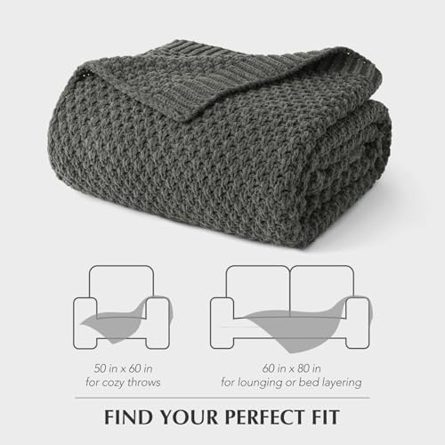EVERGRACEHOME Chunky Chenille Knit Throw Blanket, 50 x 60, Charcoal Gray | Sculpted Moss Stitch, Chic Modern Farmhouse, All-Season Warmth, OEKO-TEX® Certified, Elegant Blanket for Couch, Bed, Sofa - color: Charcoal Gray, size: 50" X 60"