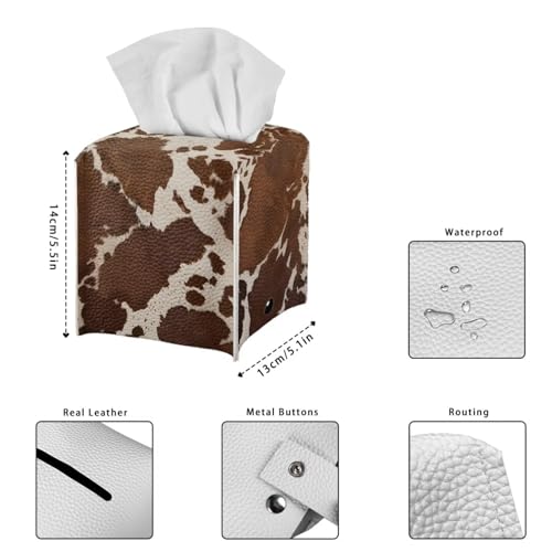 Brown Cow Fabric Tissue Box Cover Square Cube Cardboard Facial Tissue Boxes Holder Slipcover for Night Stand Bathroom Bedroom - color: Brown Cow