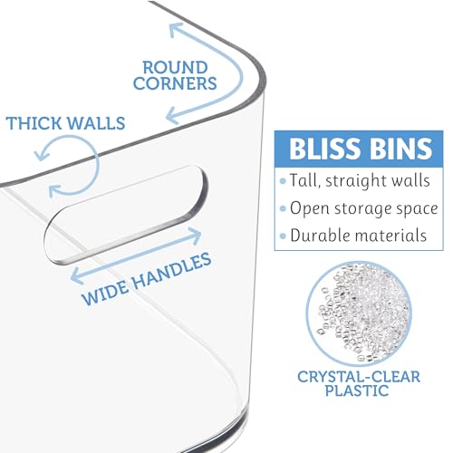 STORi Bliss 10" x 6" Open Clear Pantry Organizer Bin, Plastic Containers with Handle for Kitchen, Fridge, Cabinet, Closet, Bathrom, Undersink Storage Made in USA - style: Set of 1