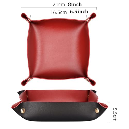 2 pcs Key Tray Jewelry Tray Leather Valet Tray for entryway Table Leather Desk Organizer Catch All Trays Candy Holder Sundries Tray Desk Catchall Travel Dish Plate (Black) - color: Black