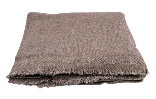Cashmere Blanket – Hand Woven 100% Pure Wool Throw Blanket, 135 x 270 cm – Plain Cozy, and Soft Blanket for Bed, Sofa, or Couch - Made in Nepal - color: Dark Brown