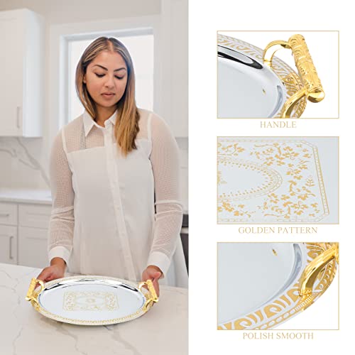 SHERCHPRY Household Fruits Tray European Style Serving Tray Food-Grade Stainless Steel Coffee Table for Fruit Snacks Cakes Barbecue 12.79 X 9.44 X 1.37 in 1 Pack