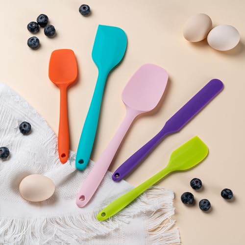 Silicone Spatula Set,5 Piece Food Grade Rubber Spatulas,Mint Green | Spatulas Silicone Heat Resistant for Baking,Cooking,and Mixing High Heat Resistant Non Stick Dishwasher Safe BPA-Free - color: Mint Green