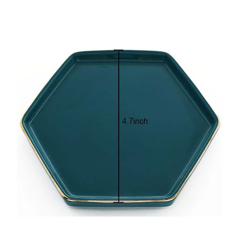 HANKOR 4.7 inch Ceramic Jewelry Dish Tray, Small Ring Holder Dish, Green Catch All Trinket Tray for Keys Rings Earrings - color: Green