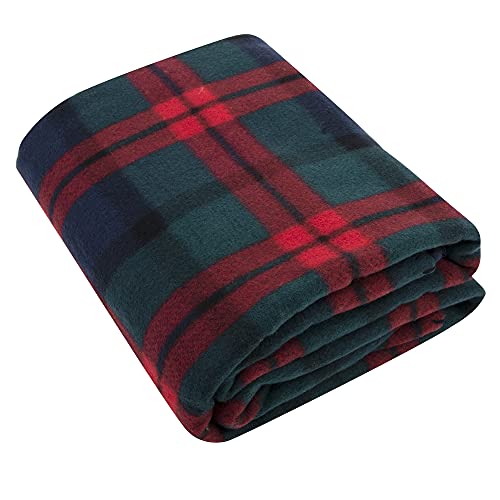 Trail maker 50x60 Throw Blankets, Plaid Fleece Throw Blankets for Bedroom, Couch, Livingroom, Chair, Pets, Outdoors - color: Green