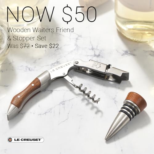 Le Creuset Wooden Corkscrew & Stopper Set | Waiter's Friend - color: Wood and Stainless Steel, style: Wine Opener and Stopper Set