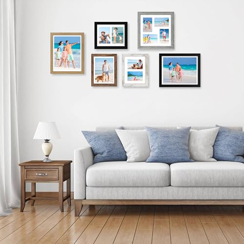 Hongkee 8.5x11 Picture Frame Set of 2, Distressed White Certificate Document Frames with Glass Collage Frame, Display Pictures Two 5x7 With Mat or 8.5 x 11 Without Mat, Photo Frames Wall Gallery - color: Distressed White, size: 8.5x11 in matted to 2-5x7