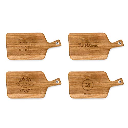 Weddingstar Personalized Wooden Paddle Cutting Board or Serving Board With Handle 13.5" x 6.5" - Retro Script Etching - color: Retro Script, size: 13.5"L x 6.5"W