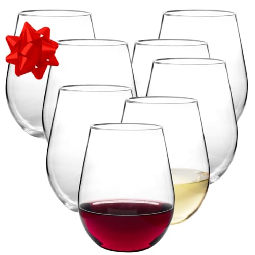 D'Eco 100% Tritan 20 oz Wine Glasses, Shatterproof Glassware, 8 Pack | Reusable, Crystal-Clear Plastic BPA-Free Tumblers for Red and White Wine, Indoor & Outdoor Cups For Parties & Entertaining