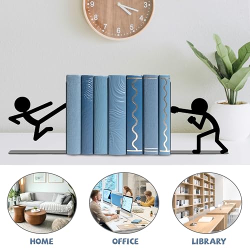 Metal Bookends Martial Arts People Book Ends for Shelves | Figurine Bookends Decorative Unique Desk Bookend Black Book Stopper for Home Reading Bookshelf Decor Book Lovers Gift - style: Martial Arts People