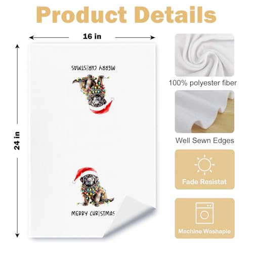 Christmas Newfoundland Kitchen Dish Towels 2 Pack - Newfoundland Dog Lover Gift, Waffle Weave Christmas Hand & Tea Towels for Kitchen Bathroom, 16x24 Inches - color: Newfoundland Christmas