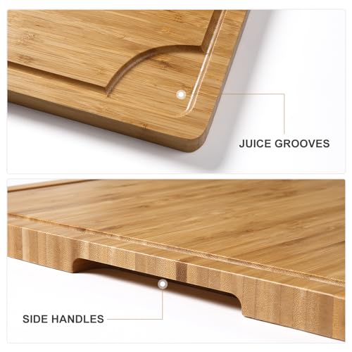 GAOMON 24 x 18 In Extra Large Bamboo Wood Cutting Board, Large Kitchen Chopping Board with Juice Groove, Cheese Charcuterie Board, Butcher Block, Charcuterie Board, 100% Organic Bamboo - size: 24"L x 18"W