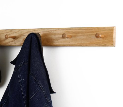 Solid Oak Shaker Peg Rack Made in The USA - Natural Stain 41 x 3.5 Inches with 7 Pegs - color: Natural, size: 41" x 3.5" with 7 pegs