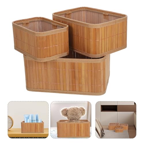 Baluue 3pcs Storage Basket Set with Three Sizes, Small Rattan Nesting Baskets for Organizing Bedroom, Bathroom, Laundry Room, or Kitchen, Space Saving and Multifunctional Storage Bins