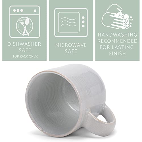 Elanze Designs Glossy Reactive Glaze Large 17 Fluid Ounce Everyday Kitchen Food Grade Ceramic Stoneware Coffee Mug Cup with Comfort Curved Handles, Set of 4, Pale Grey - color: Pale Grey