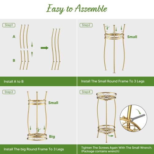 H HOMEXIN Plant Stand Indoor- 2 Tier Metal Tall Plant Stand 26.5" Flower Stand Holder Heavy Duty Rustproof Plant Shelf Rack for Corner Garden Patio Lawn Balcony office Outdoor