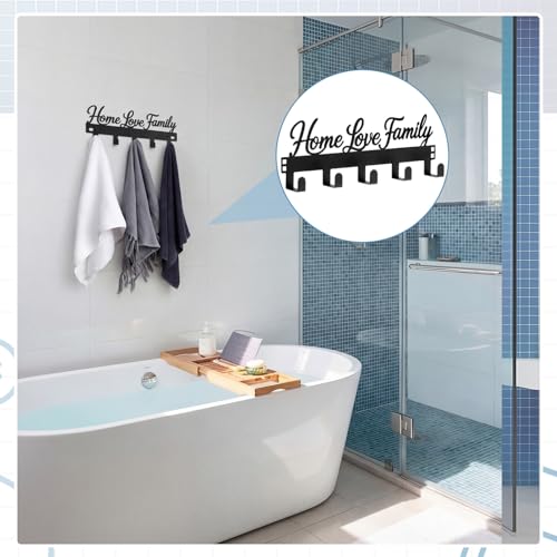 Reallnaive Home Love Family Over The Door Hooks Bathroom Decor Wall Mount Hanger Rack Holder for Towel, Hat, Coat, Cloth, Keychain, Bag, Christmas Party Gift - style: Home