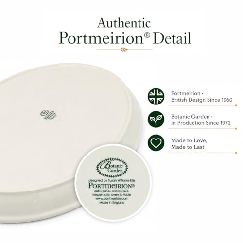 Portmeirion Botanic Garden Oval Platter - Porcelain & Foxglove Motif | 13" Serving Platter for Appetizers, Desserts & More - Dishwasher, Microwave, Freezer & Oven Safe with Chip-Resistant Glaze
