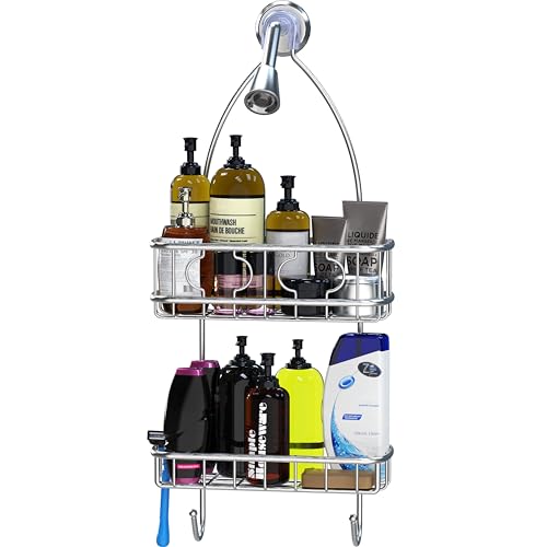 Simple Houseware Stainless Steel Hanging Shower Head Caddy Organizer | (24 x 10.2 x 4.25 inches) - size: Medium - 24" x 10.2" x 4.2"