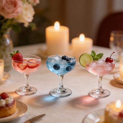 Valeways Shot Glasses - 4oz Cocktail Glasses Set of 6 - True Coupe/Martini Glasses