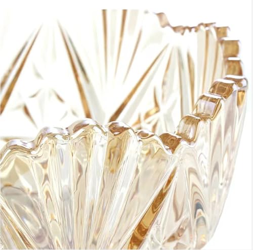 Amber Crystal Glass Candy Snack Jar Fall Candy Dish Embossed Luxury Cookie Buffet Canister With Lid Jewelry Box - color: Crown-Amber