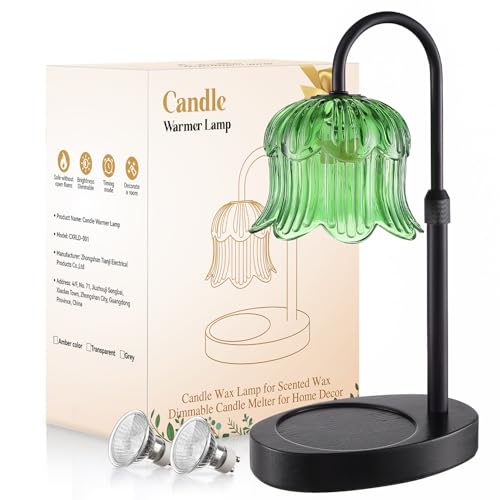 Candle Warmer Lamp Adjustable Timer Electric-Green Flower-Shaped Wax lamp - color: Green