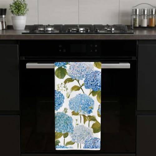 Hydrangea Floral Gifts Dish Towels for Women Hostess, Hydrangea Lover Waffle Weave Kitchen Towels for Farmhouse - color: Hydrangea