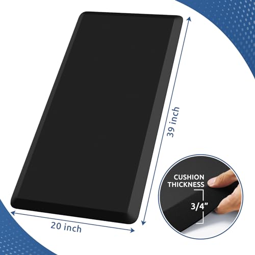 0.8" Thick Kitchen Mat Cushioned Anti Fatigue Rug Comfort Floor Mats | Water-Resistant, Non-Slip, Easy to Clean Comfort Floor Mat for Kitchen, Sink & Office, Multiple Colors & Sizes, 39" x 20" - color: Black, size: 39"L x 20"W x 0.8"Th