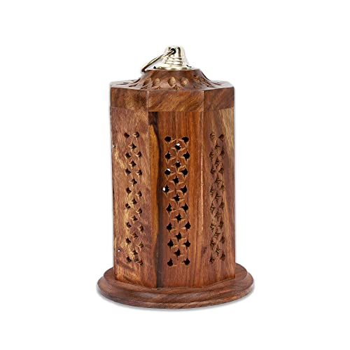 Bless-International Traditional-Handmade-Burner Wooden-Incense-Stick-Holder Ash-Catcher-Stand for-Aromatherapy-Meditation-Yoga (7 Inch Letter Box Wooden Charcoal/Cone) - color: Letter Box