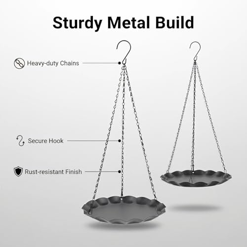 Hanging Planter for Indoor Outdoor, Plant Hanger, Plant Hanging Tray | Plant Holder, Plant Pot Shelf Basket for Window, Wall, Ceiling, Garden with Chains and Hooks, 2Pcs, Wavy Round - style: Wavy Round
