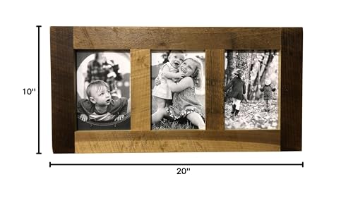 Rustic Wooden Collage Picture Frame, Wood Multi Photo Holder for Wall, Horizontal and Vertical Display, Reclaimed Barnwood, 3 Openings each 5x7 - size: 3 Openings