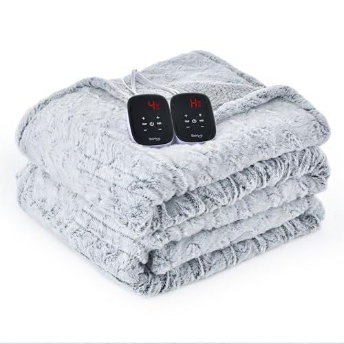 Bearhug Electric Blanket King Size 100" x 90" Dual Controllers Heated Blanket, 10 Heat Settings, 1-12 Hour Auto Shut-Off, Faux Fur & Sherpa Dual-Sided, Machine Washable, Gift-Ready Elegant Packaging - color: Dreamy Milky Way, size: King Size 100" × 90"