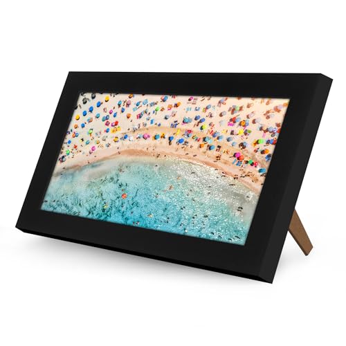 Americanflat 5x9 Picture Frame - Engineered Wood - Black | Shatter-resistant glass, wall or tabletop display with included easel, sawtooth hangers included - color: Black, size: 5x9