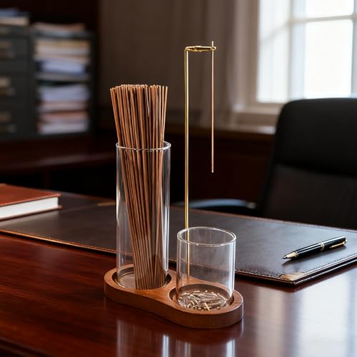2 Pack Incense Holder for Sticks with Glass Ash Catcher | Keeps ash contained for cleaner incense burning and easy cleanup.