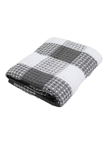 Baffalo Check Cotton Throw 50X60- Charcoal/Wht - color: Charcoal White Buffalo Check