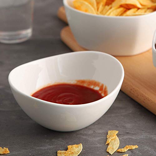 Samsle Porcelain Small Serving Bowls, 10 Ounce Dessert Bowls for Ice Cream Snacks Appetizer Candy Dishes, Dishwasher Safe Durable Ceramic White Bowl for Party, Set of 6 - size: Small(10oz)