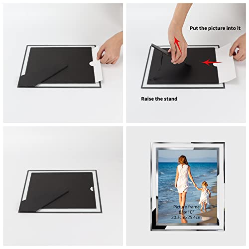 Hoikwo Bulk 8x10 Picture Frames, 12 Packs Silver Photo Frames 8 by 10, Glass Wedding Frames 8x10, Clear Mirror Wedding Photo Frames, Only for Tabletop Display Vertically or Horizontally - size: 8x10-12 Frames