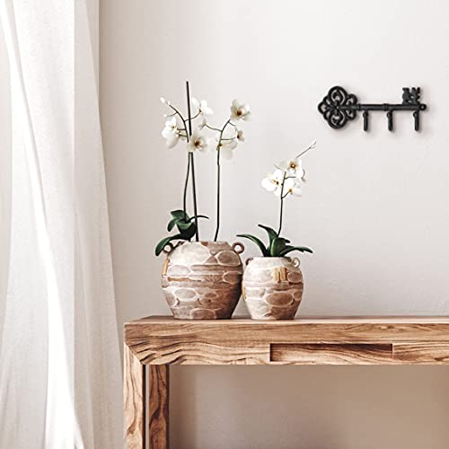 IRISVITA Key Holder for Wall Decorative, Antique Black Cast Iron Key Holder, Rustic Key Hooks for Wall with 3 Hooks, 8.75 x 3.5 Inches with Gitable Packaging, Matching Screws and Anchors Included
