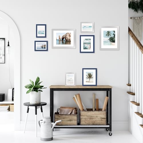 Hongkee 5x7 Picture Frame (4 Pack, Silver) Made of Real Glass and Wooden Frame - Display Pictures 4x6 with Mat or 5x7 Without Mat, 5 by 7 Photo Frames TableTop Display and Wall Mounting - color: Silver, size: 5x7 in
